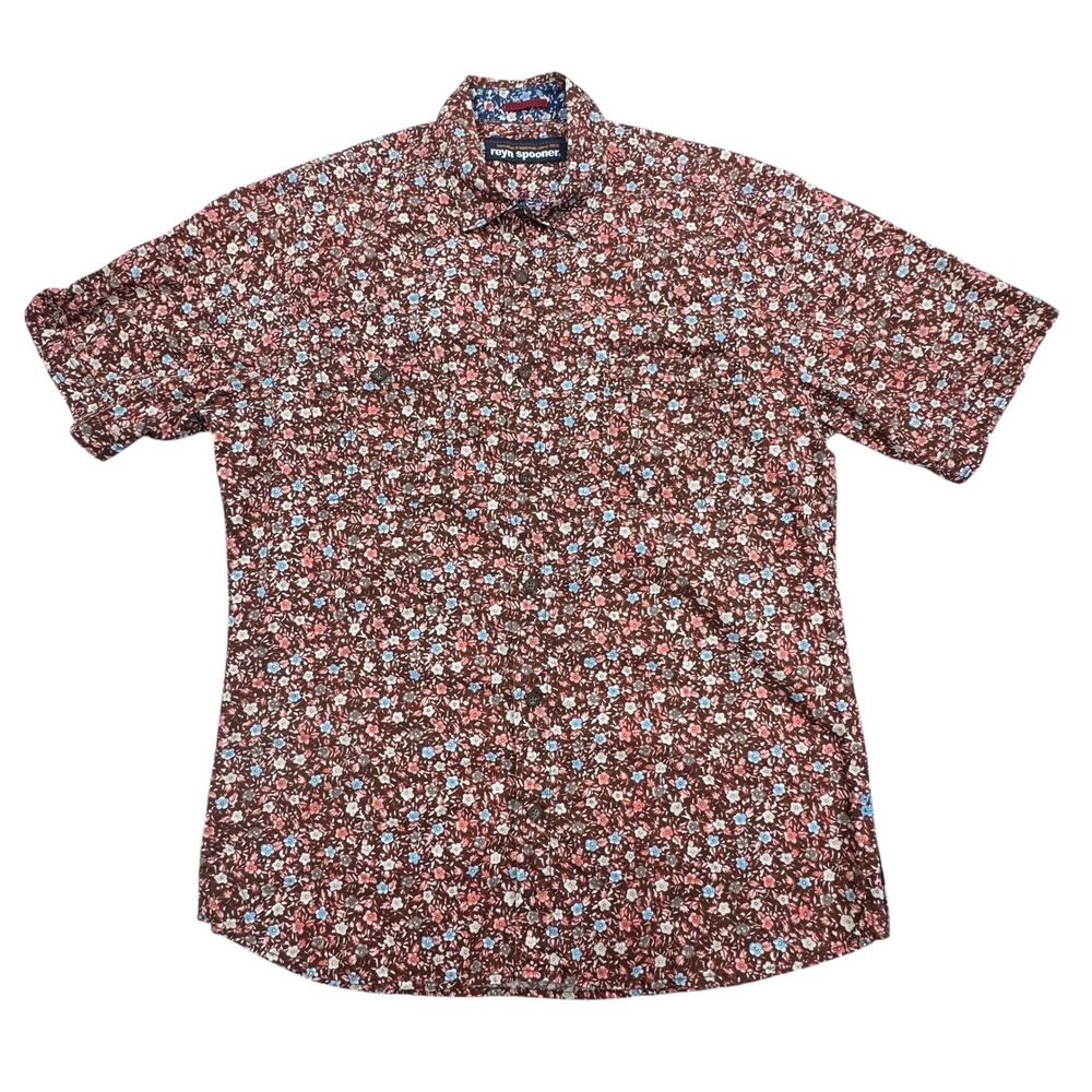 Reyn Spooner Floral Shirt Mens M Short Sleeve Button Up Hawaiian Aloha